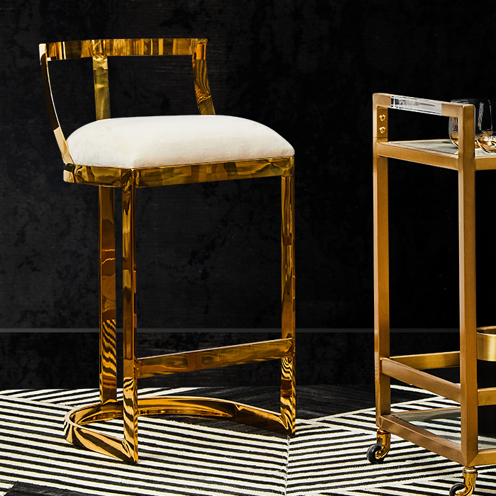 Roxy White Velvet Bar Stool