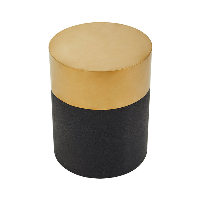 Round Black Shagreen Stool