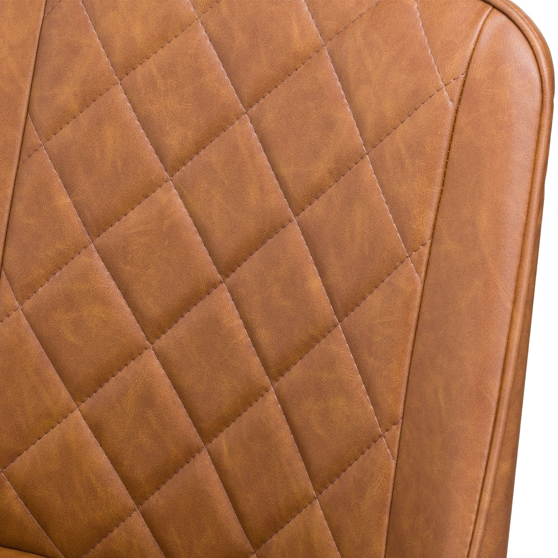 Metal Edge Tan Faux Leather Dining Chair Black Metal Legs