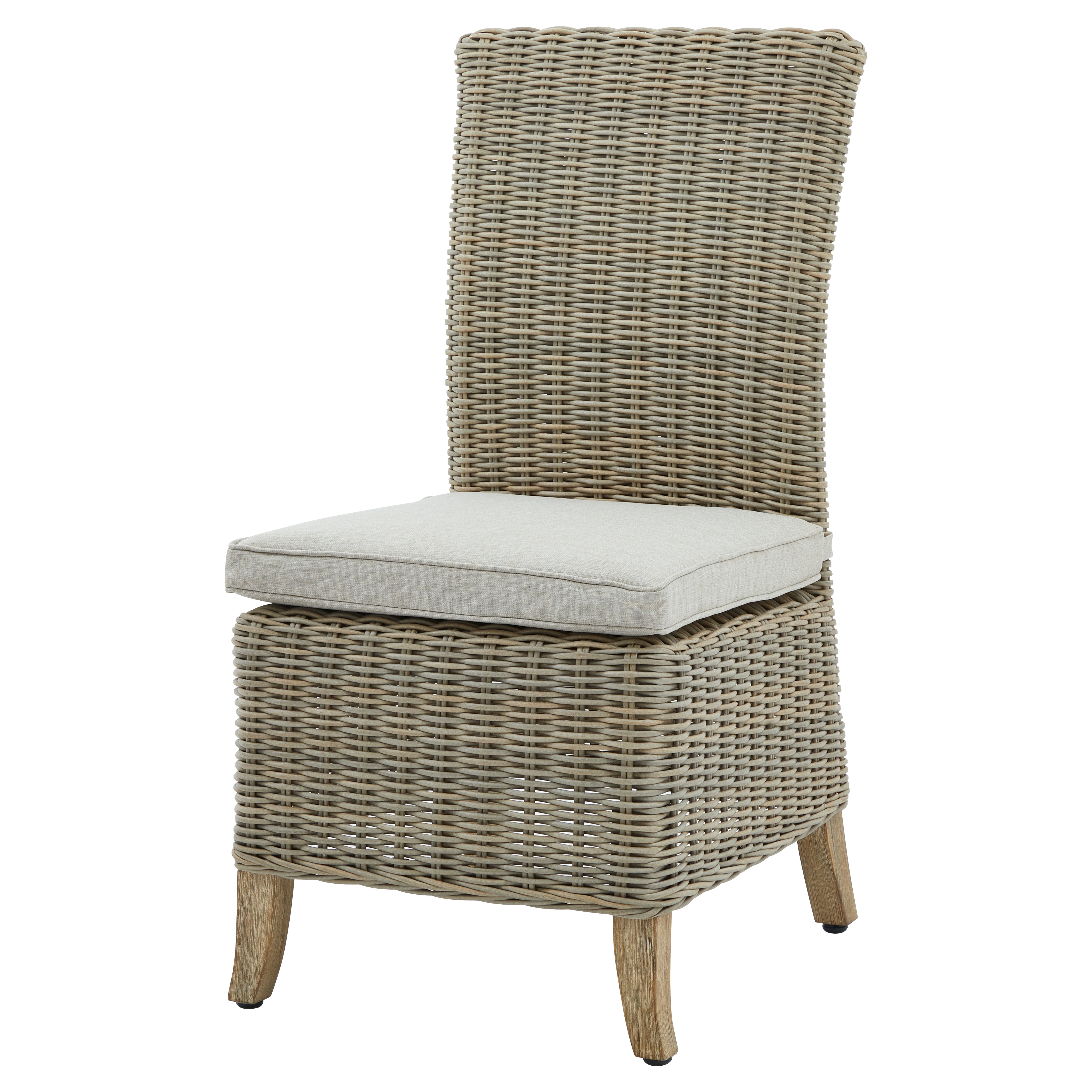 Modern Rattan-Style Dining Chair with Metal Finish