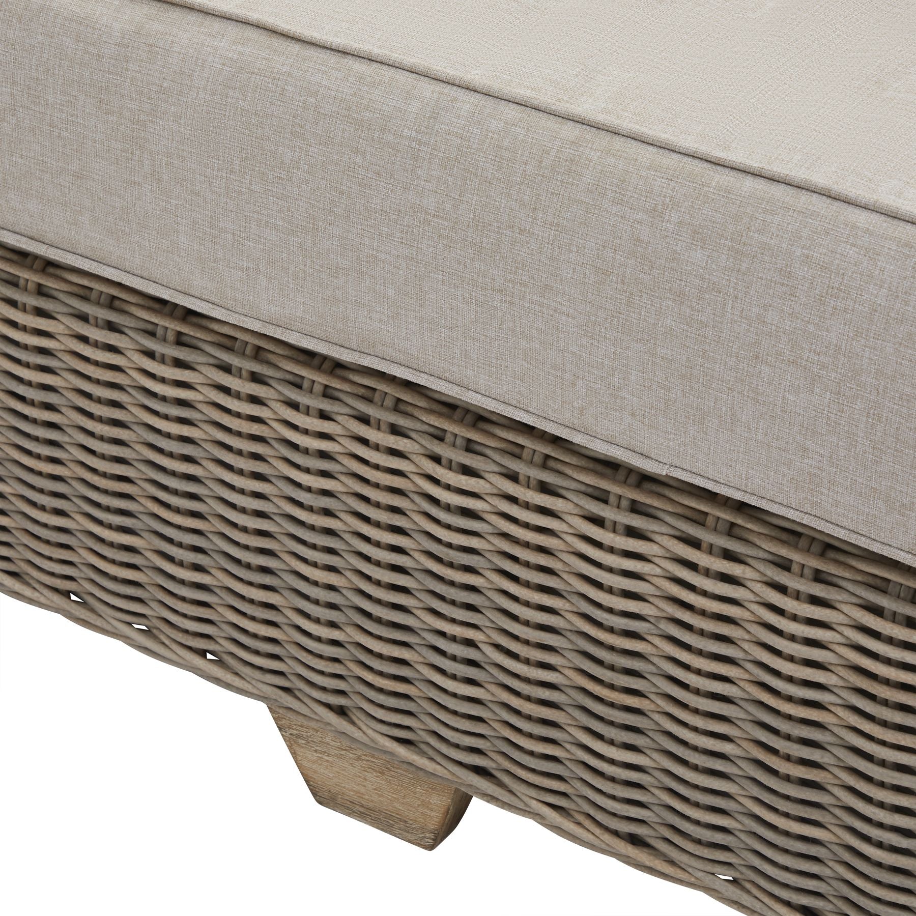Woven Rattan-Effect 2-Seater Sofa with Cushions & Metal Tone Base