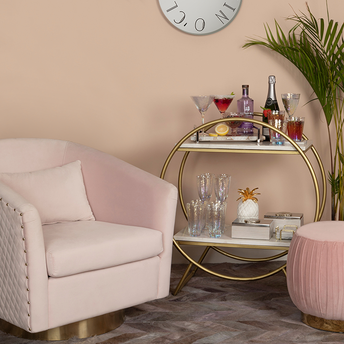 Elsie Soft Pink Velvet Armchair