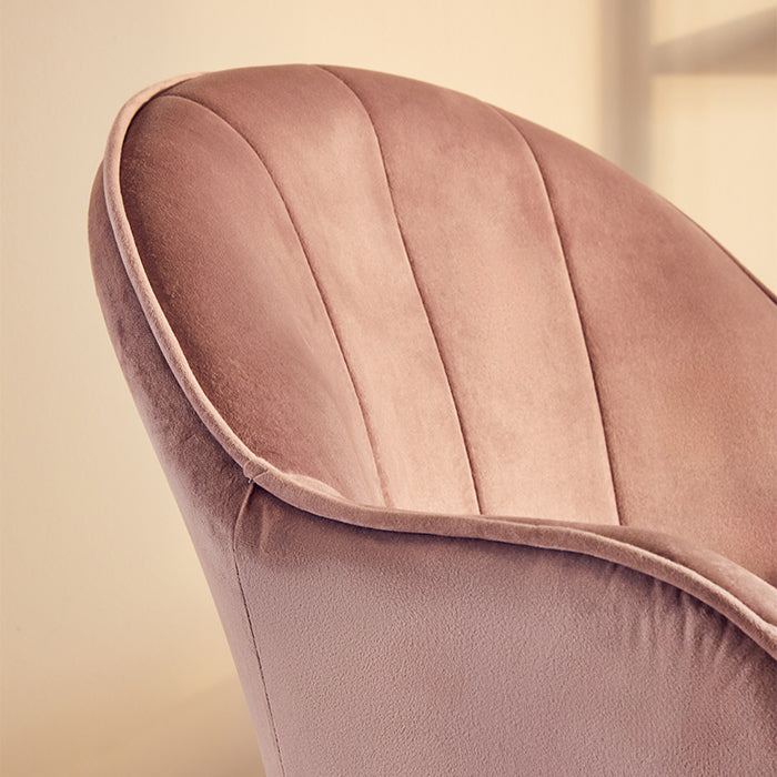 Dusty Pink Velvet and Gold Swivel Desk Chair