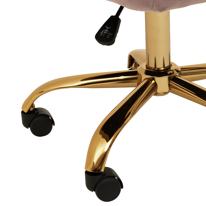 Dusty Pink Velvet and Gold Swivel Desk Chair