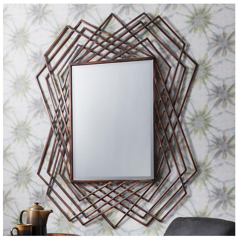 Specter Burnished Copper Geometric Frame Wall Mirror