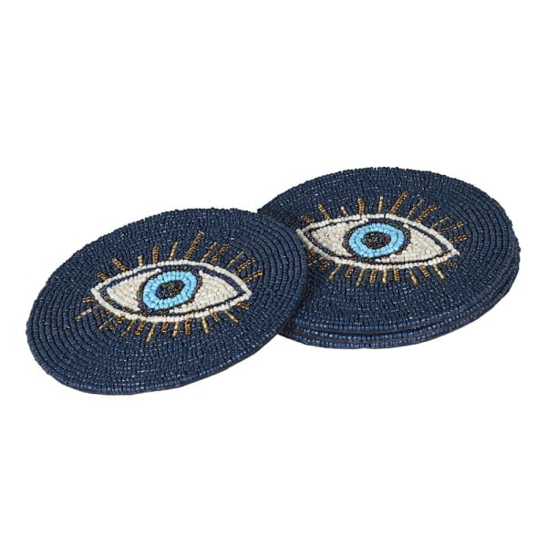 Beaded Blue Eye Drink Coasters | Set of 4