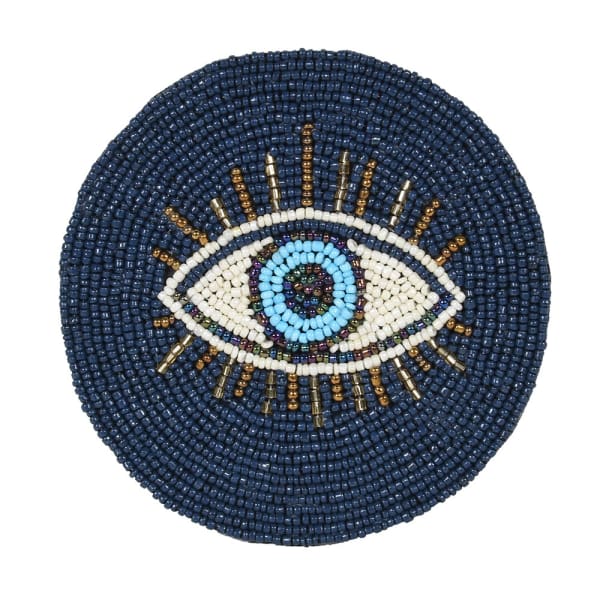 Beaded Blue Eye Drink Coasters | Set of 4