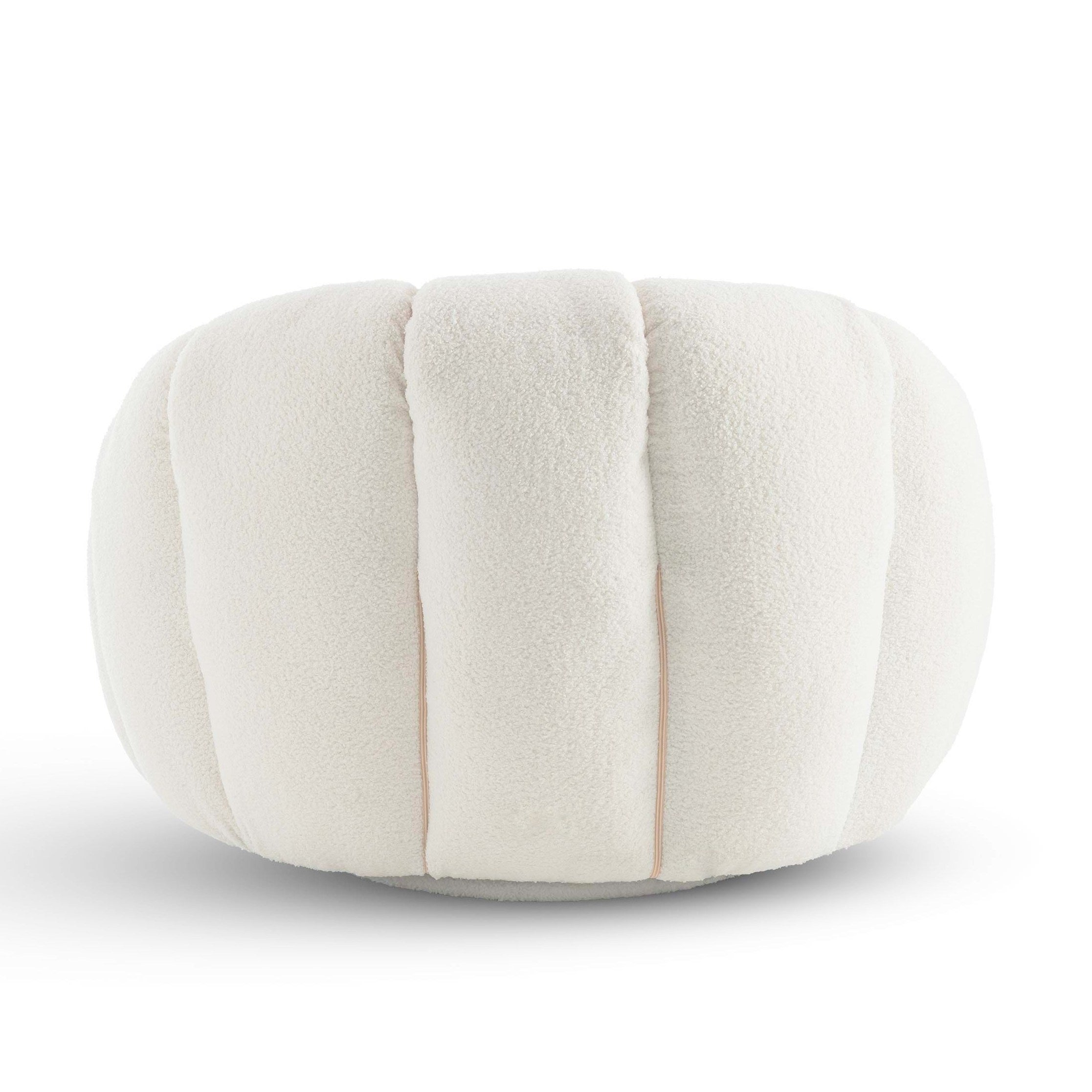 Teddy Boucle Fabric White Atrani Swivel Accent Chair