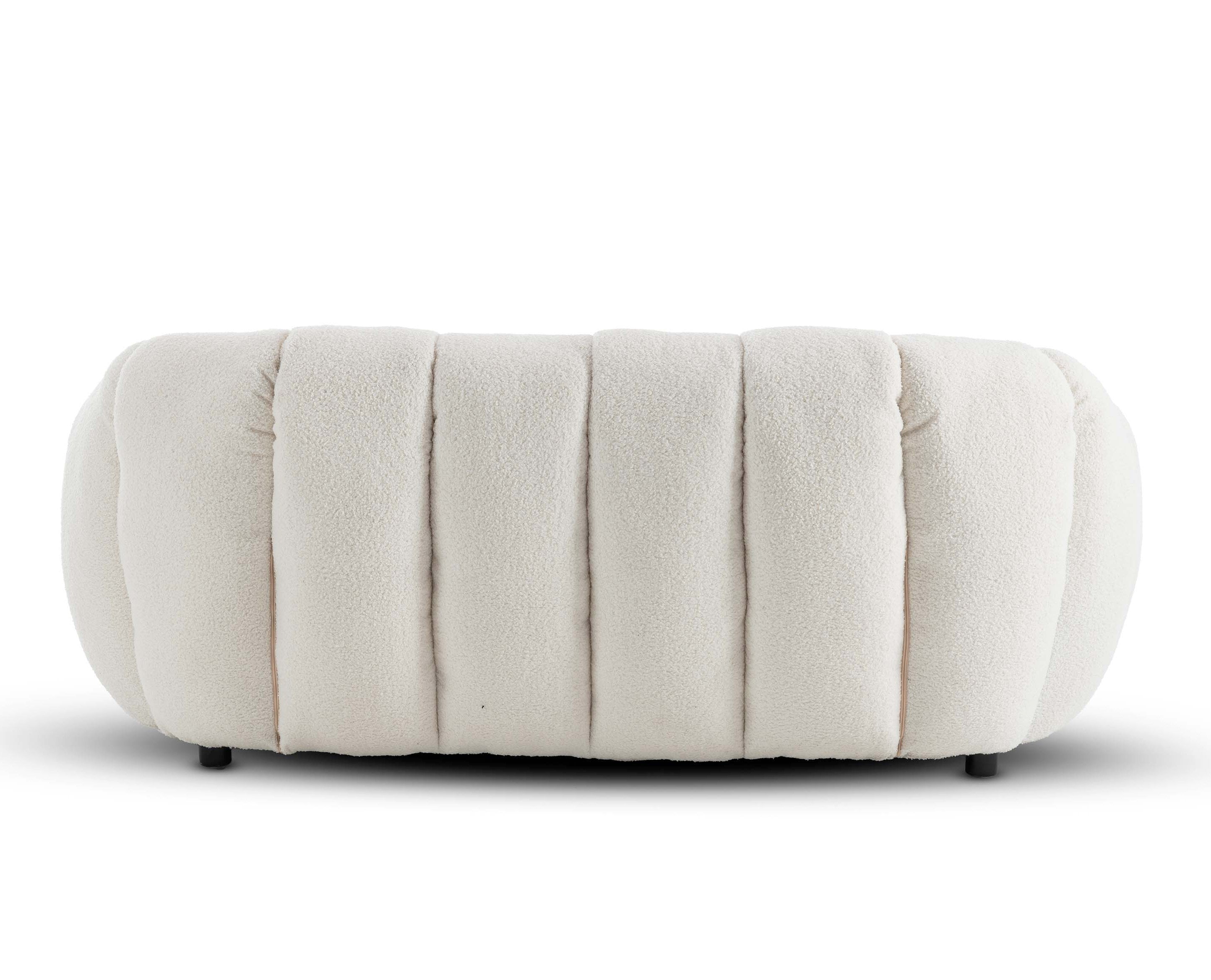 Teddy Boucle Fabric White Atrani 2 Seat Accent Chair
