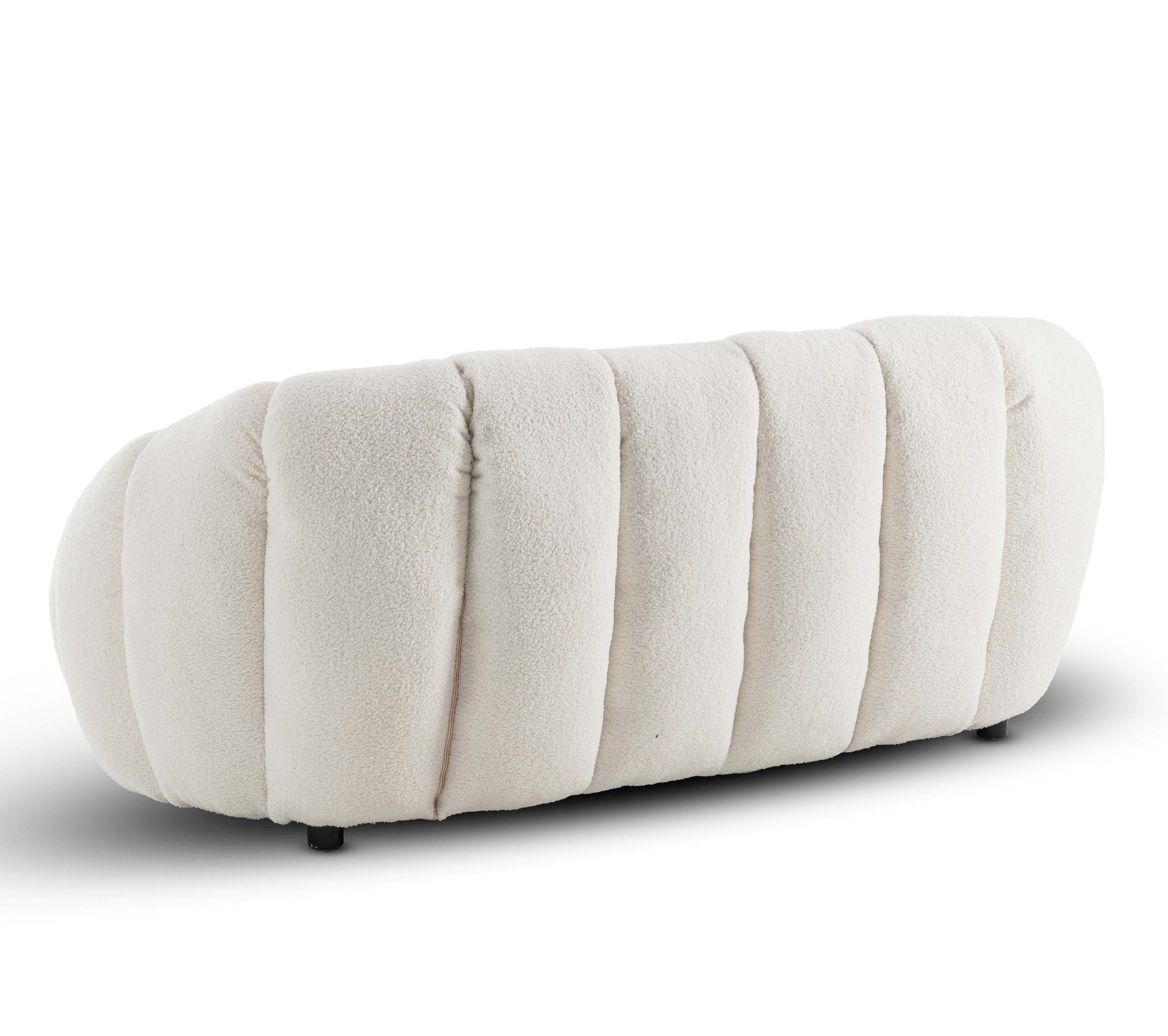Teddy Boucle Fabric White Atrani 2 Seat Accent Chair