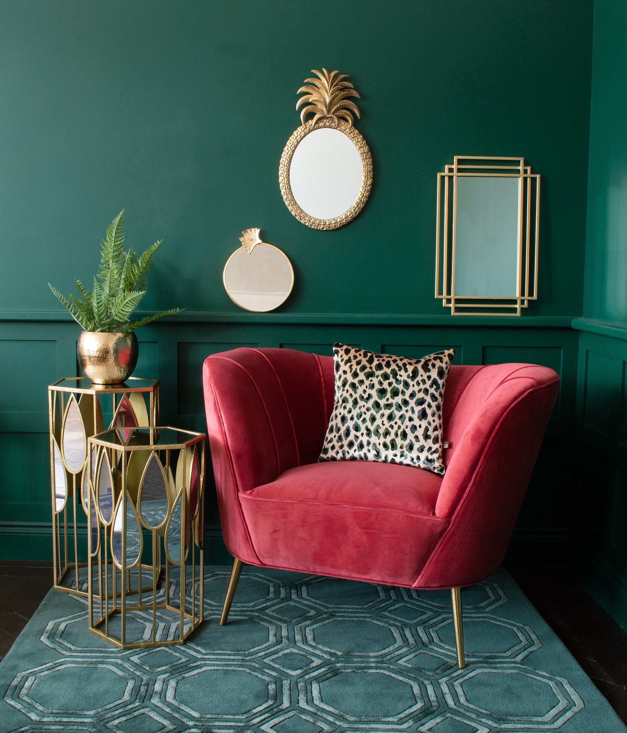 Petrol Geometric Hand Tufted Rug