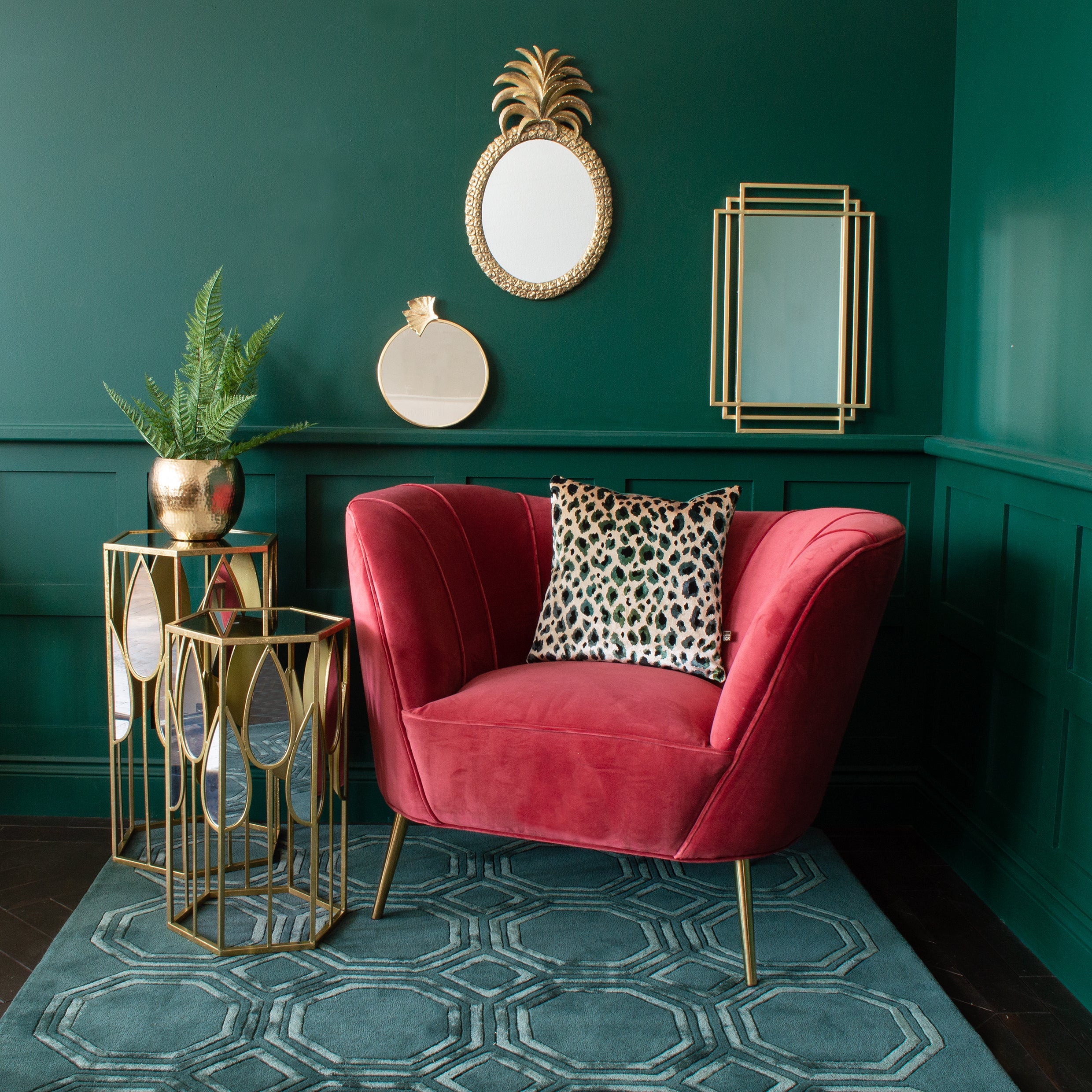 Petrol Geometric Hand Tufted Rug