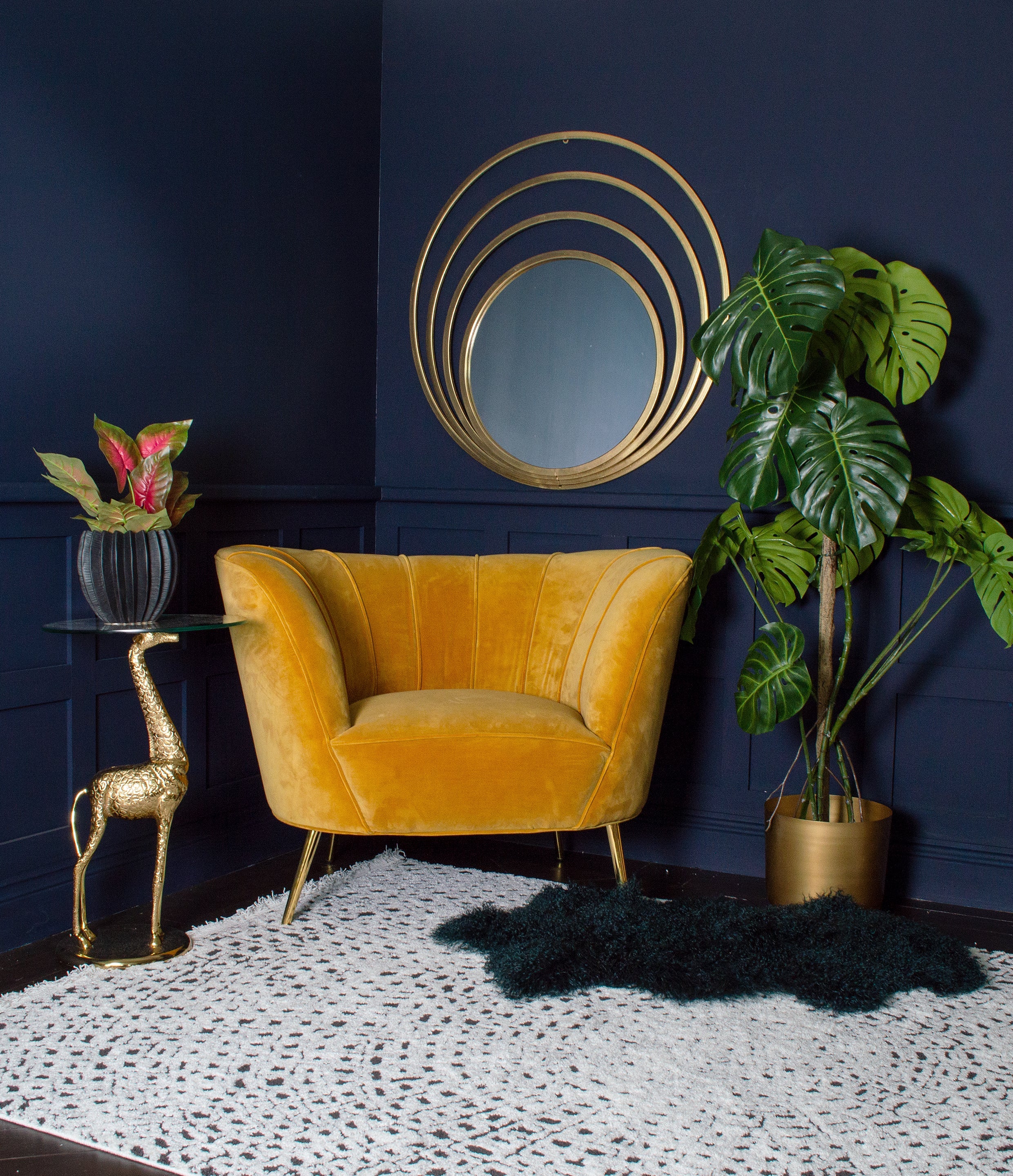 The Curvarella Turmeric Velvet Chair