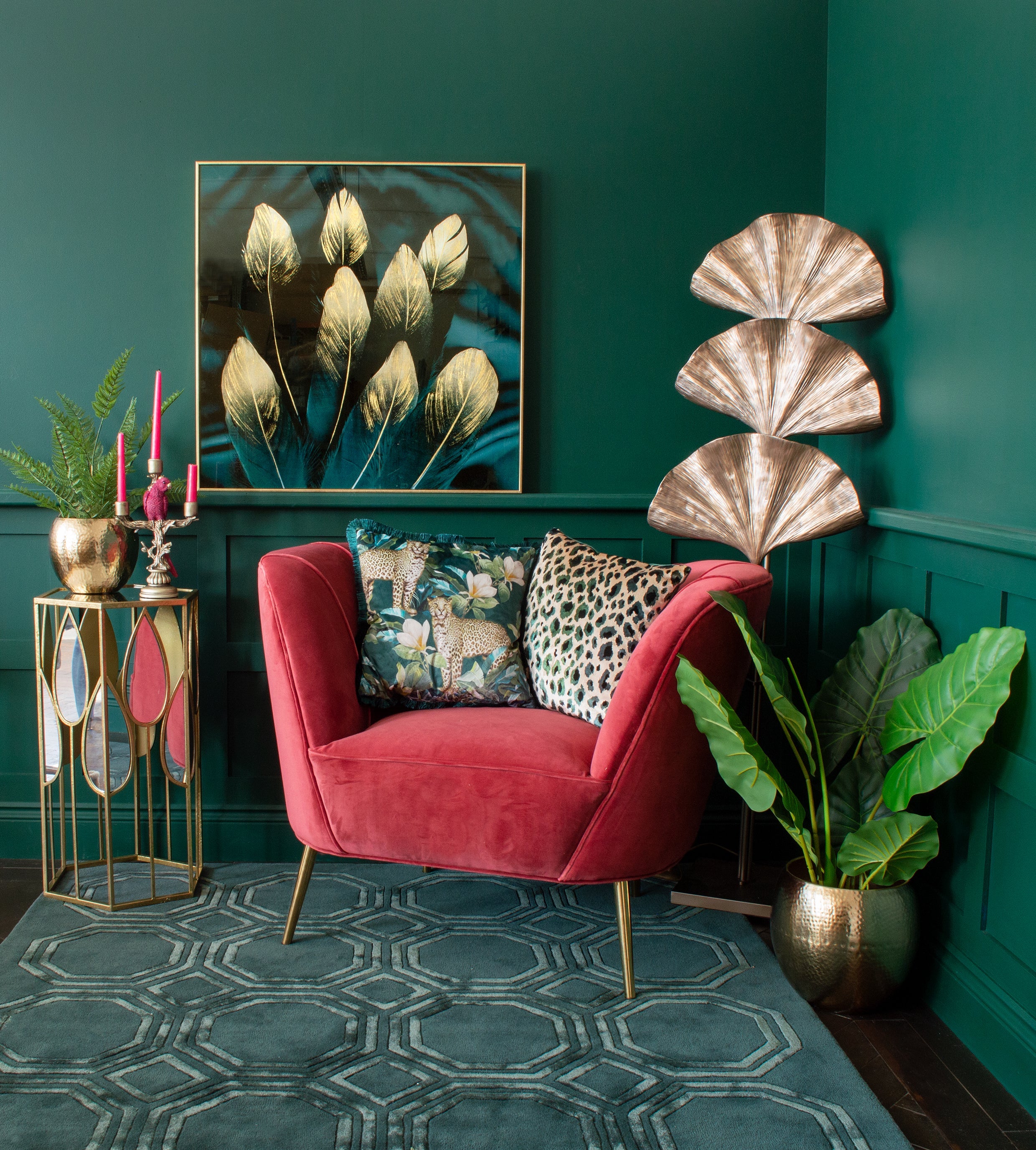Petrol Geometric Hand Tufted Rug