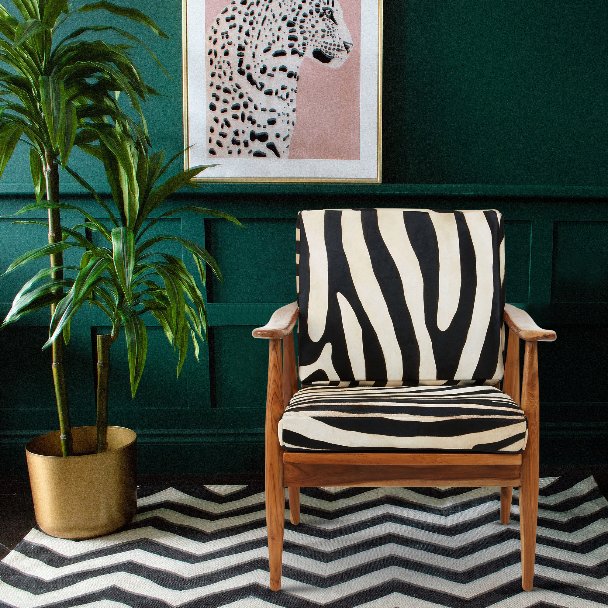 Zebra Patterned Leather Armchair