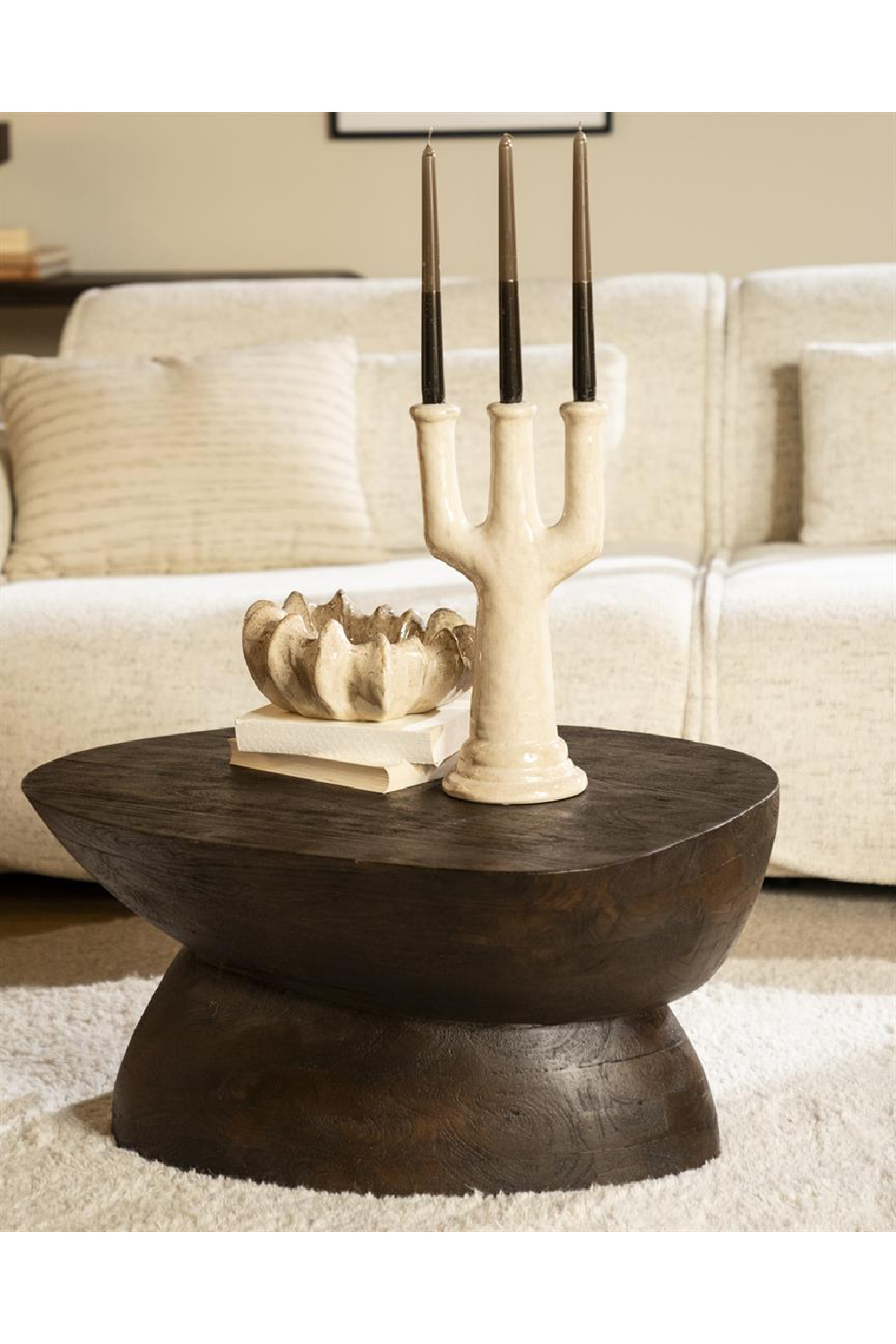 Organic-Shaped Wooden Coffee Table | By-Boo Cobble