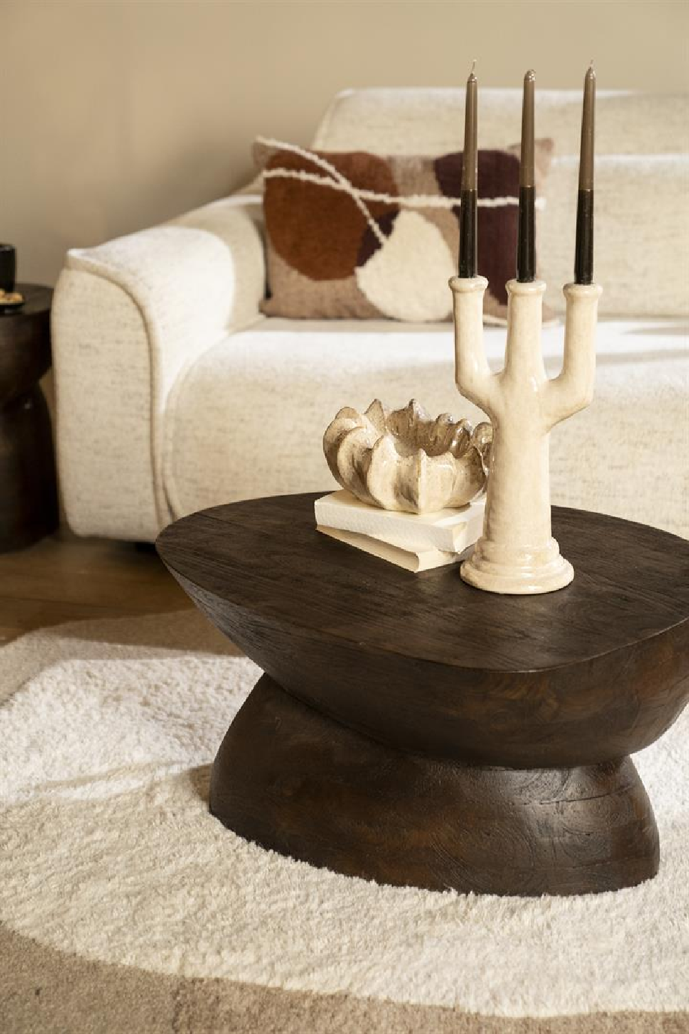 Organic-Shaped Wooden Coffee Table | By-Boo Cobble