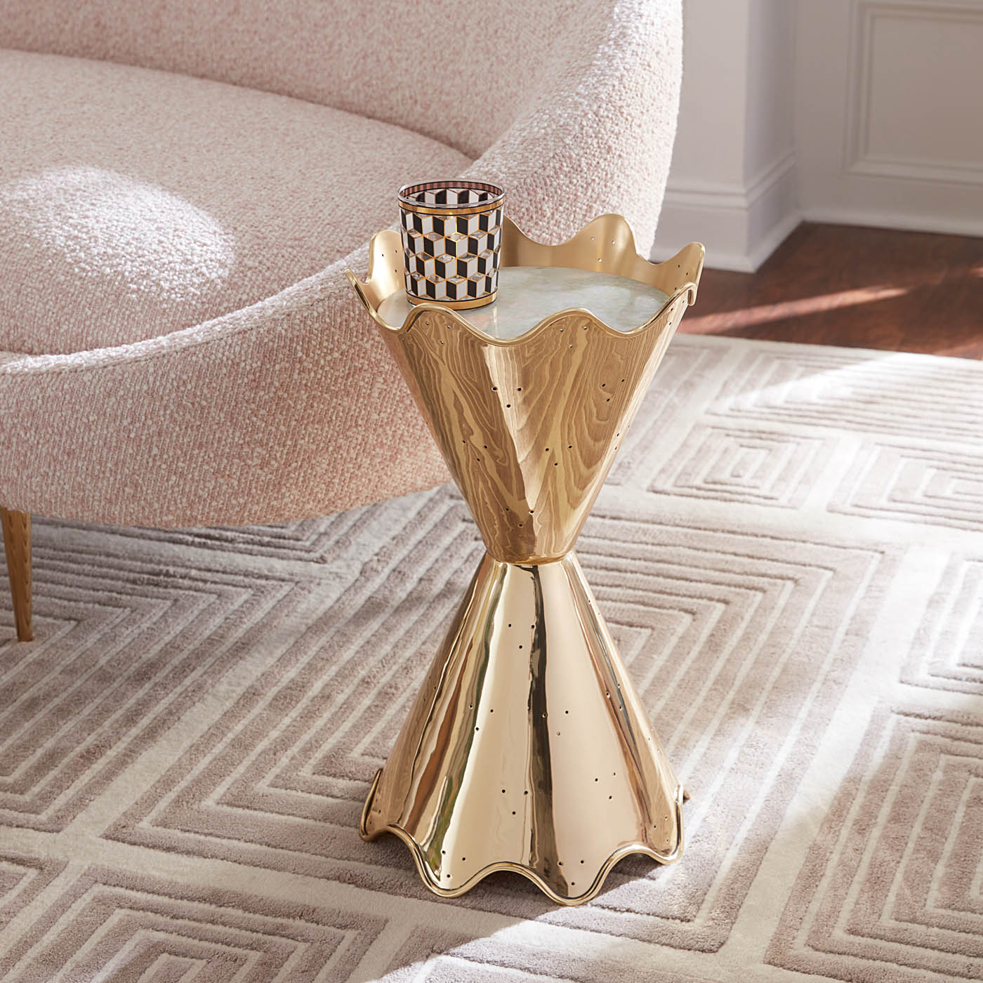 Brass Ripple Accent Table