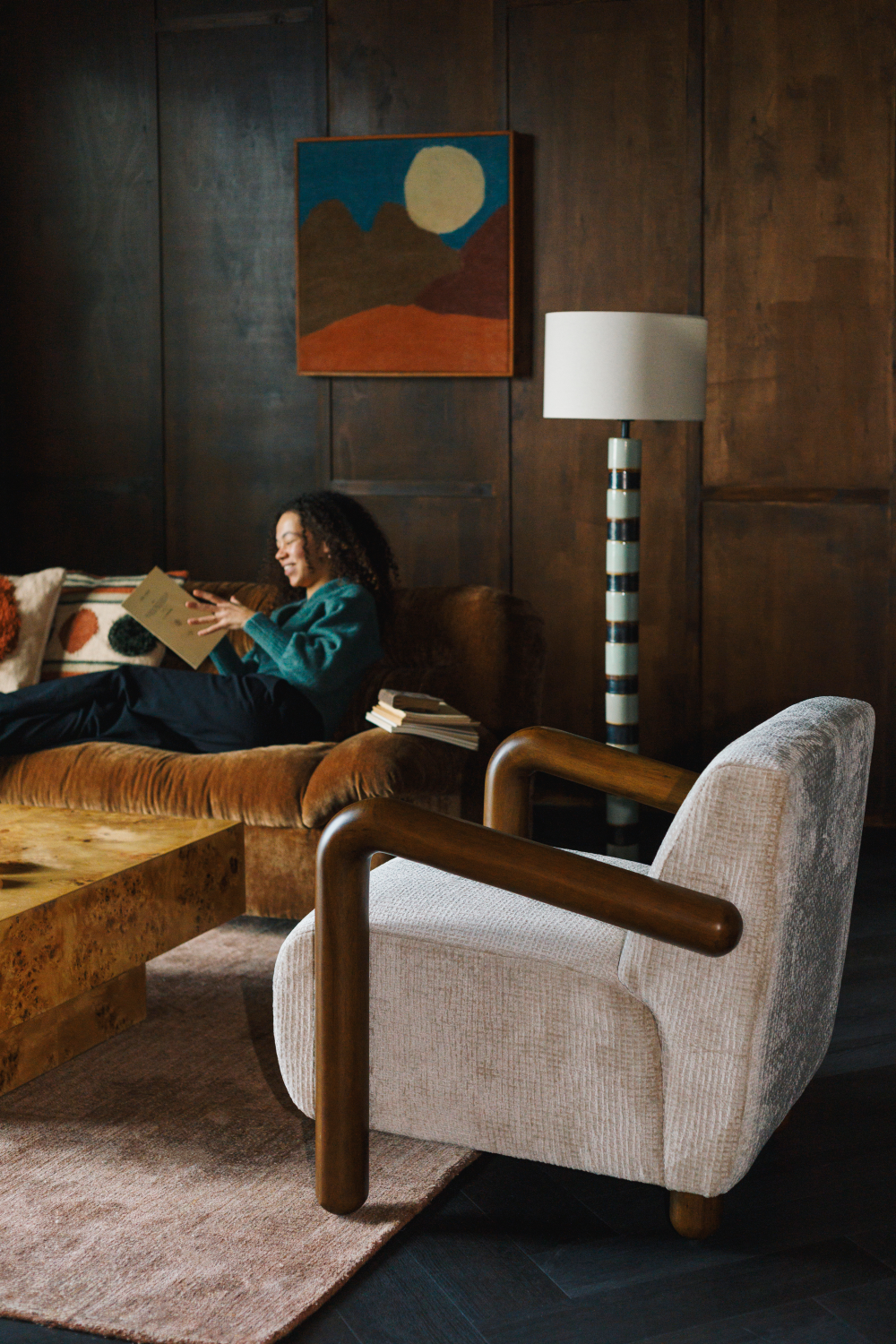 Cream Upholstered Lounge Armchair | Dutchbone Robinson