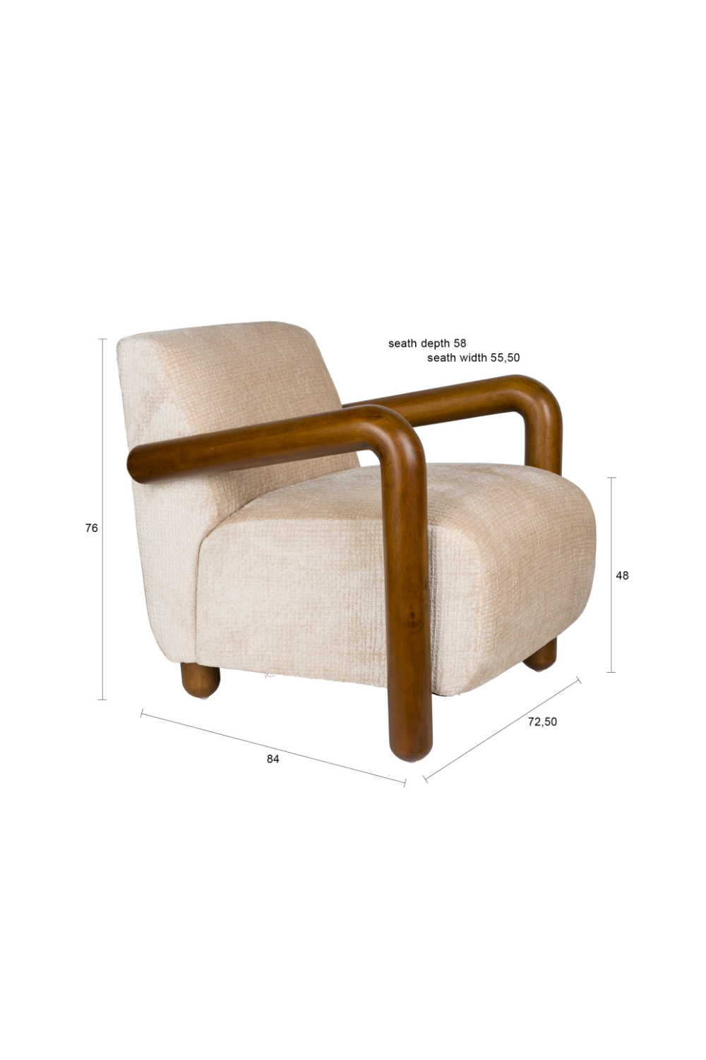 Cream Upholstered Lounge Armchair | Dutchbone Robinson
