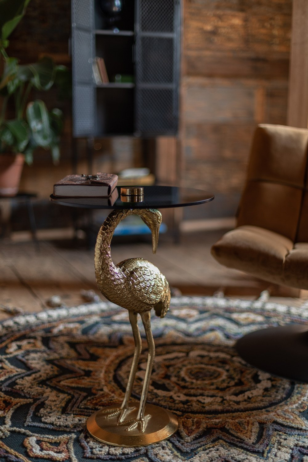 Gold Crane Bird End Table | Dutchbone Crane
