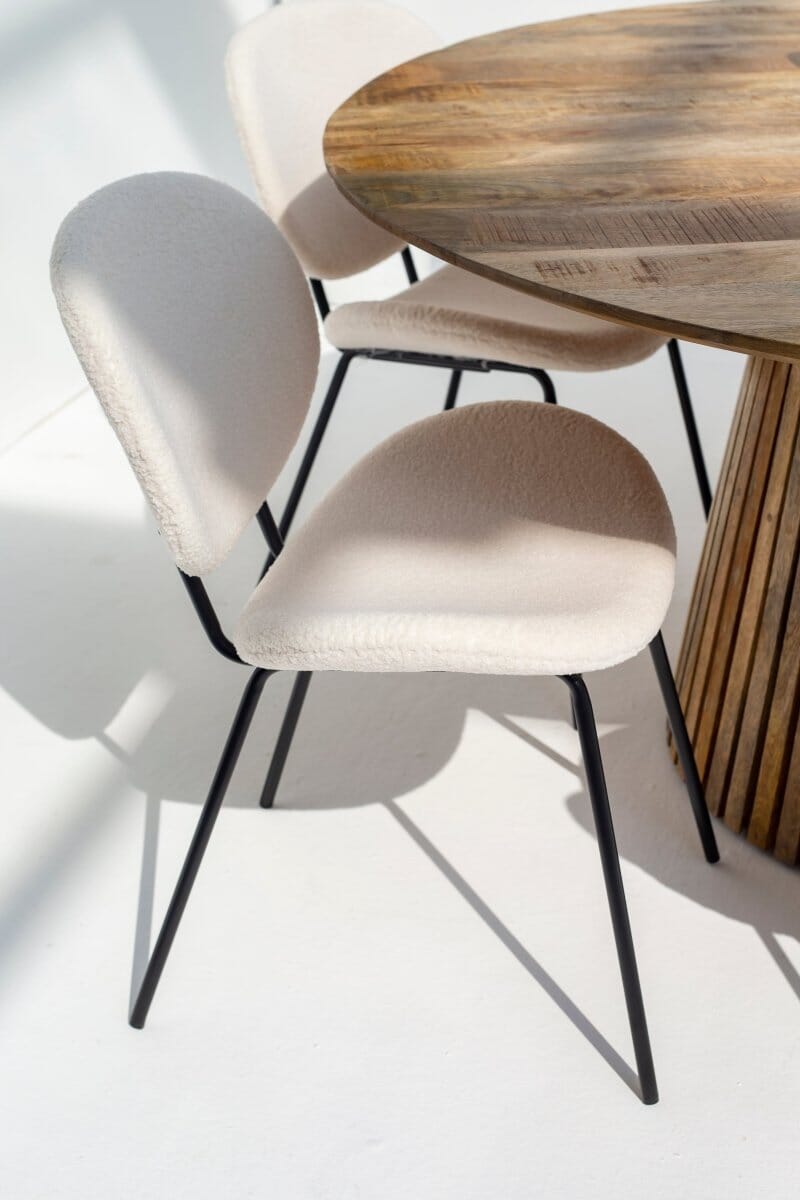 Brinley Boucle Dining Chair with Black Metal Legs