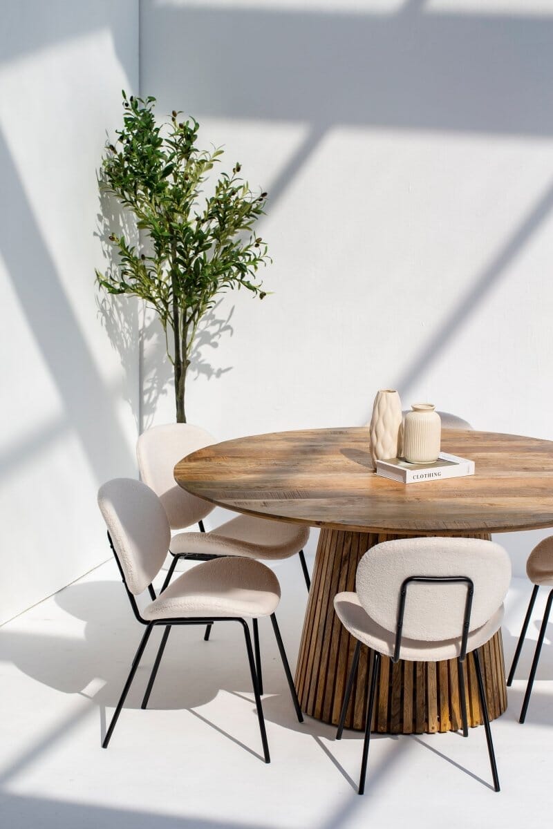 Brinley Boucle Dining Chair with Black Metal Legs