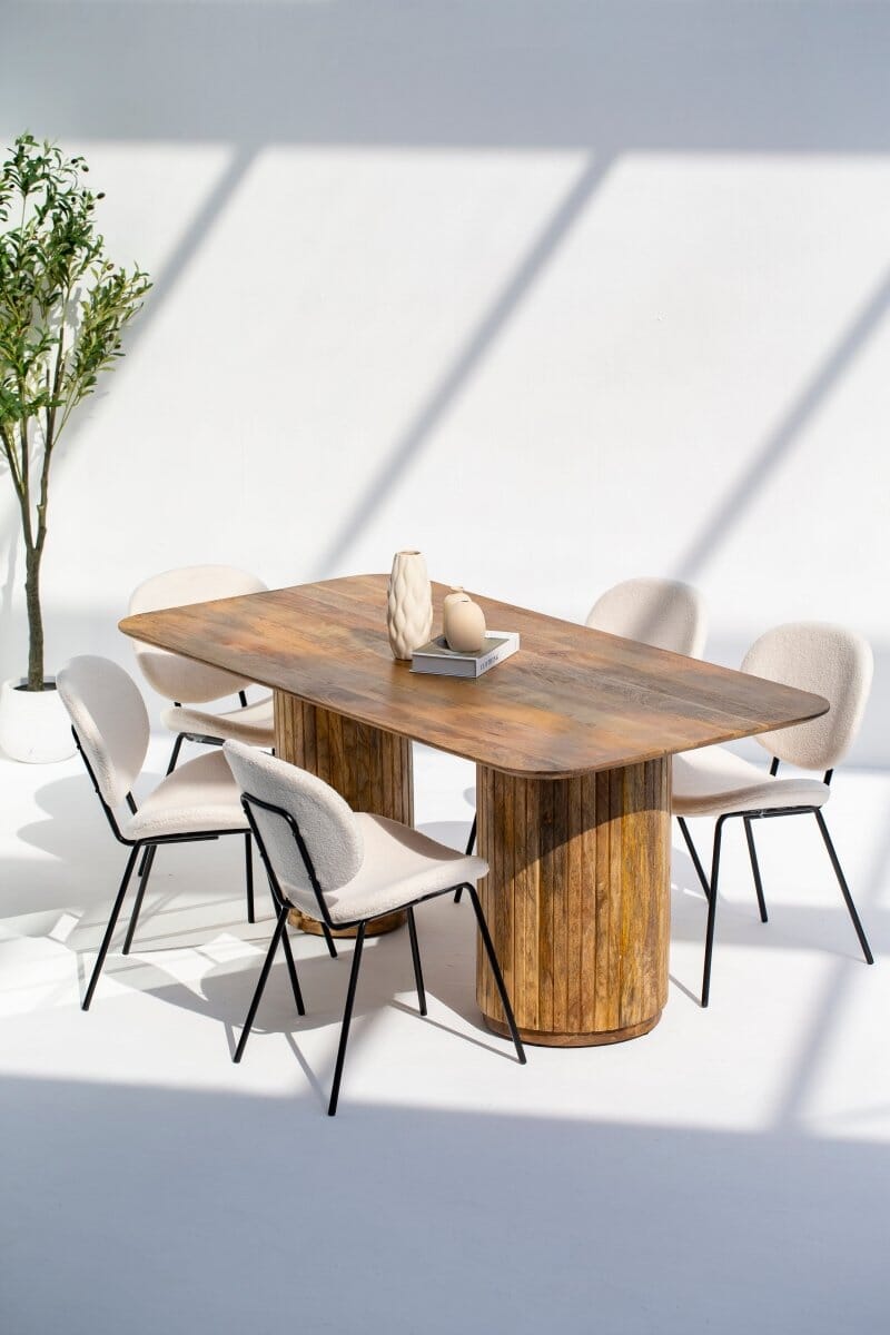 Brinley Boucle Dining Chair with Black Metal Legs
