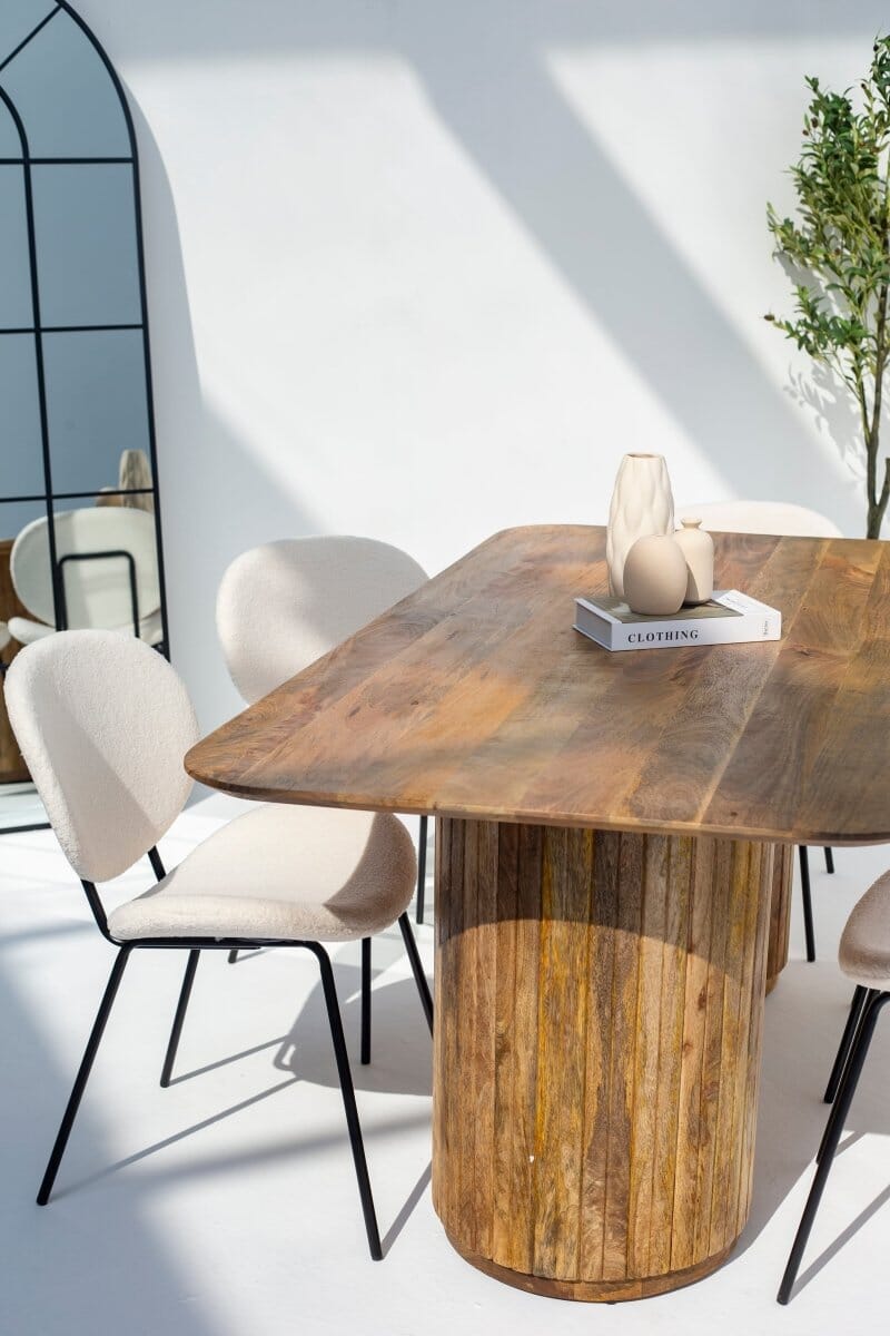 Brinley Boucle Dining Chair with Black Metal Legs