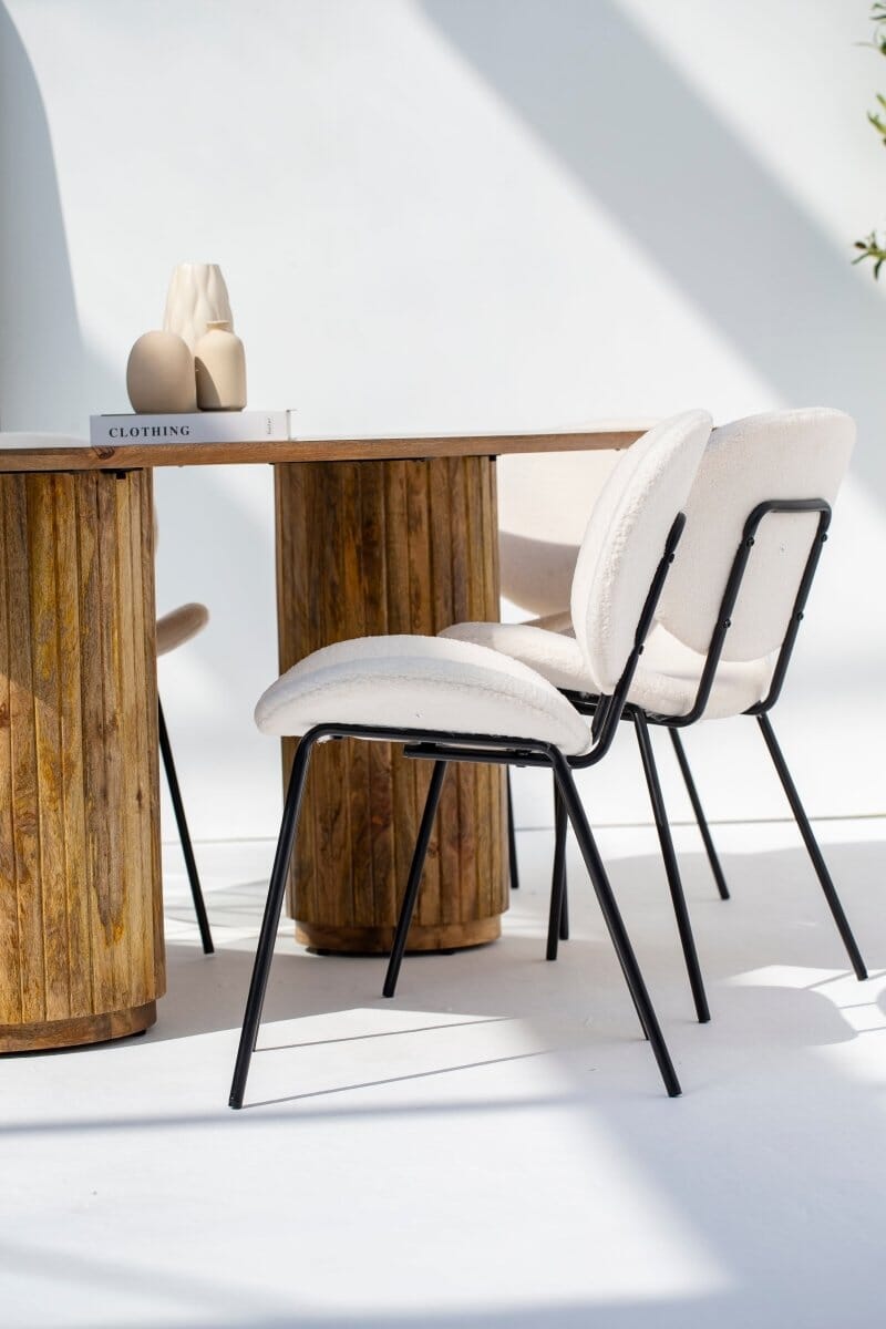Brinley Boucle Dining Chair with Black Metal Legs