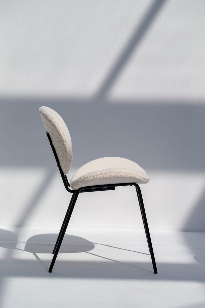 Brinley Boucle Dining Chair with Black Metal Legs