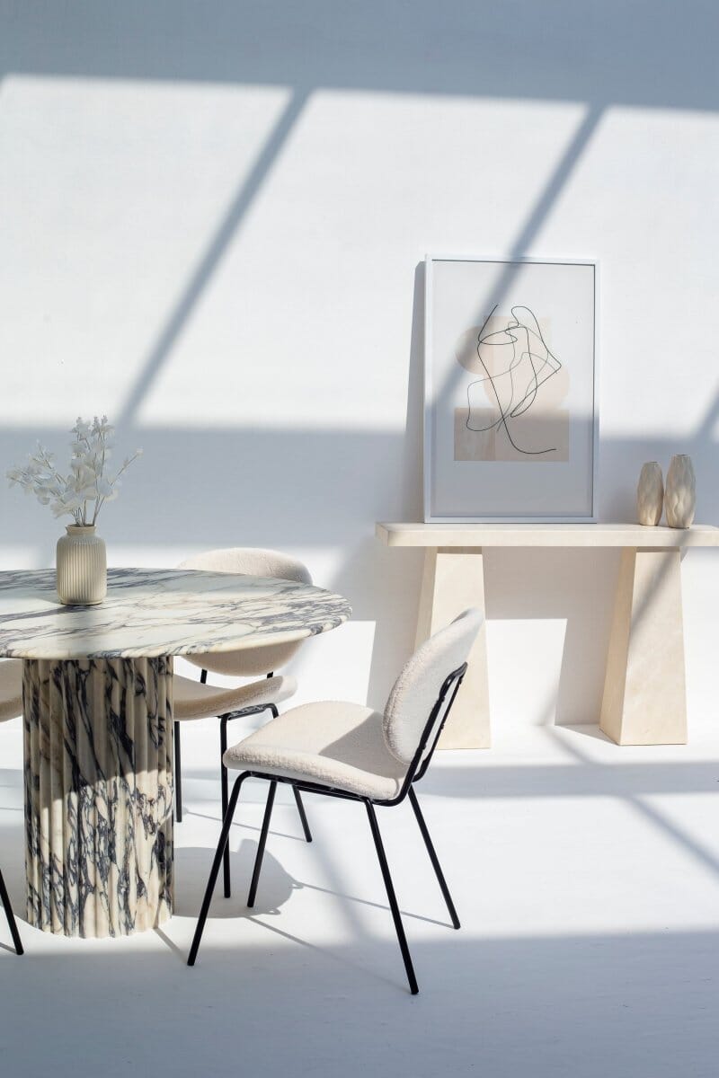 Brinley Boucle Dining Chair with Black Metal Legs