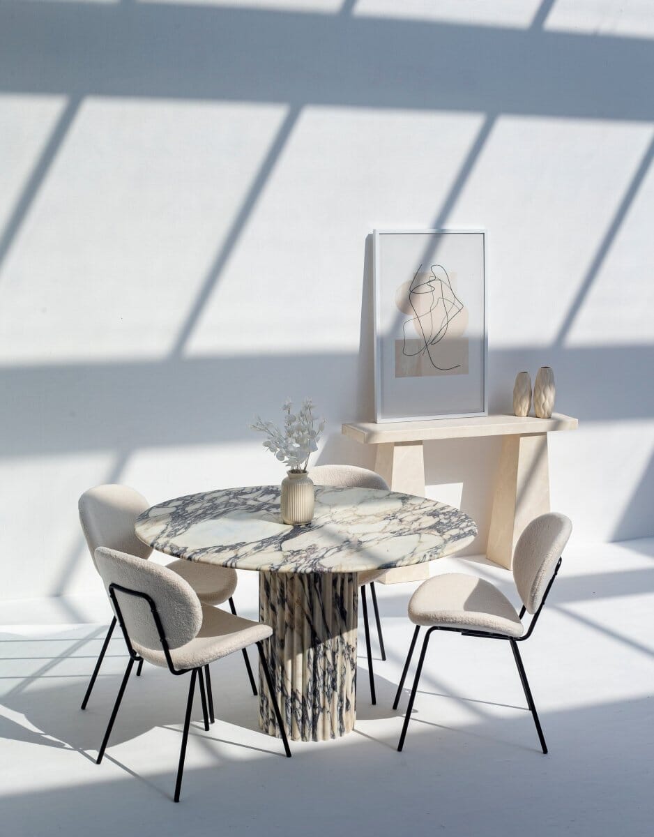 Brinley Boucle Dining Chair with Black Metal Legs