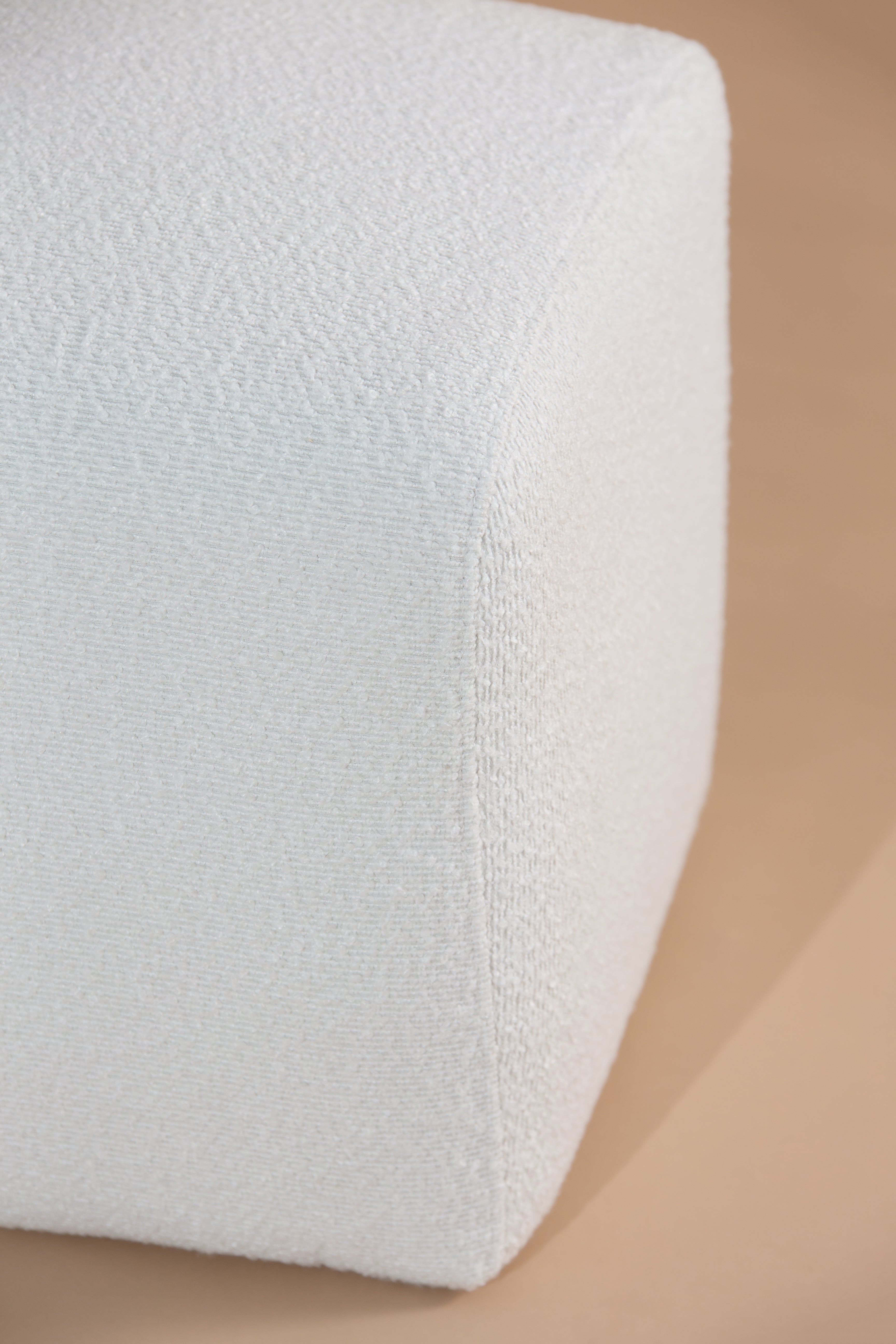 Naomi White Boucle Pouf