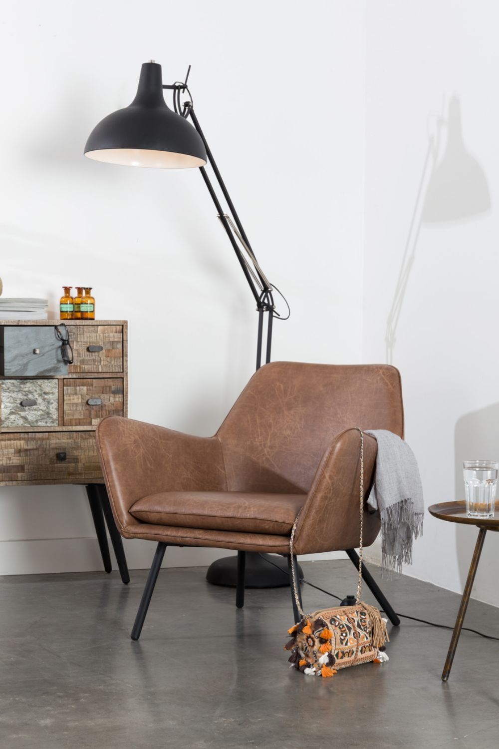 Brown Leather Accent Chair | DF Bon