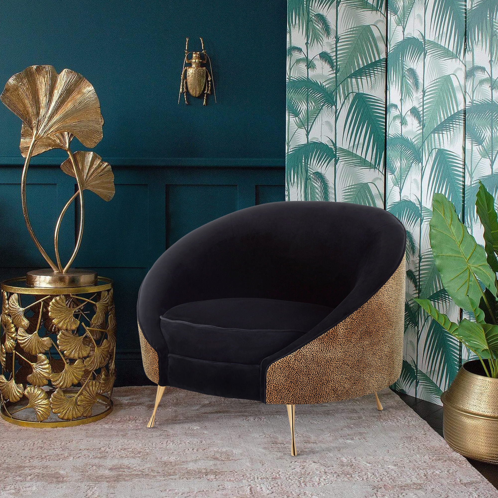 Leopard Print Velvet Armchair