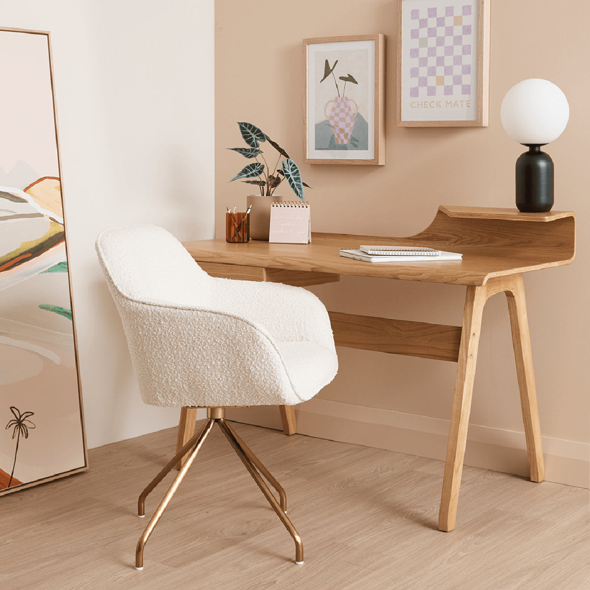 Levi Swivel Boucle Dining Arm Chair
