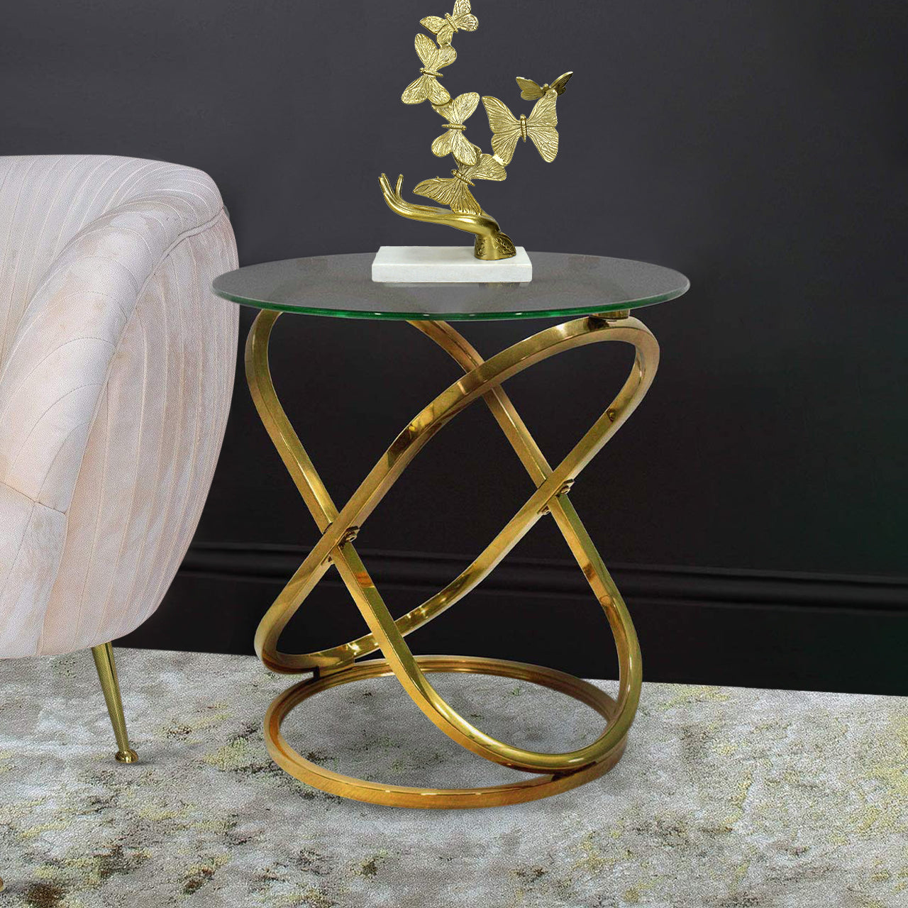 Rizzo Shiny Gold Side Table