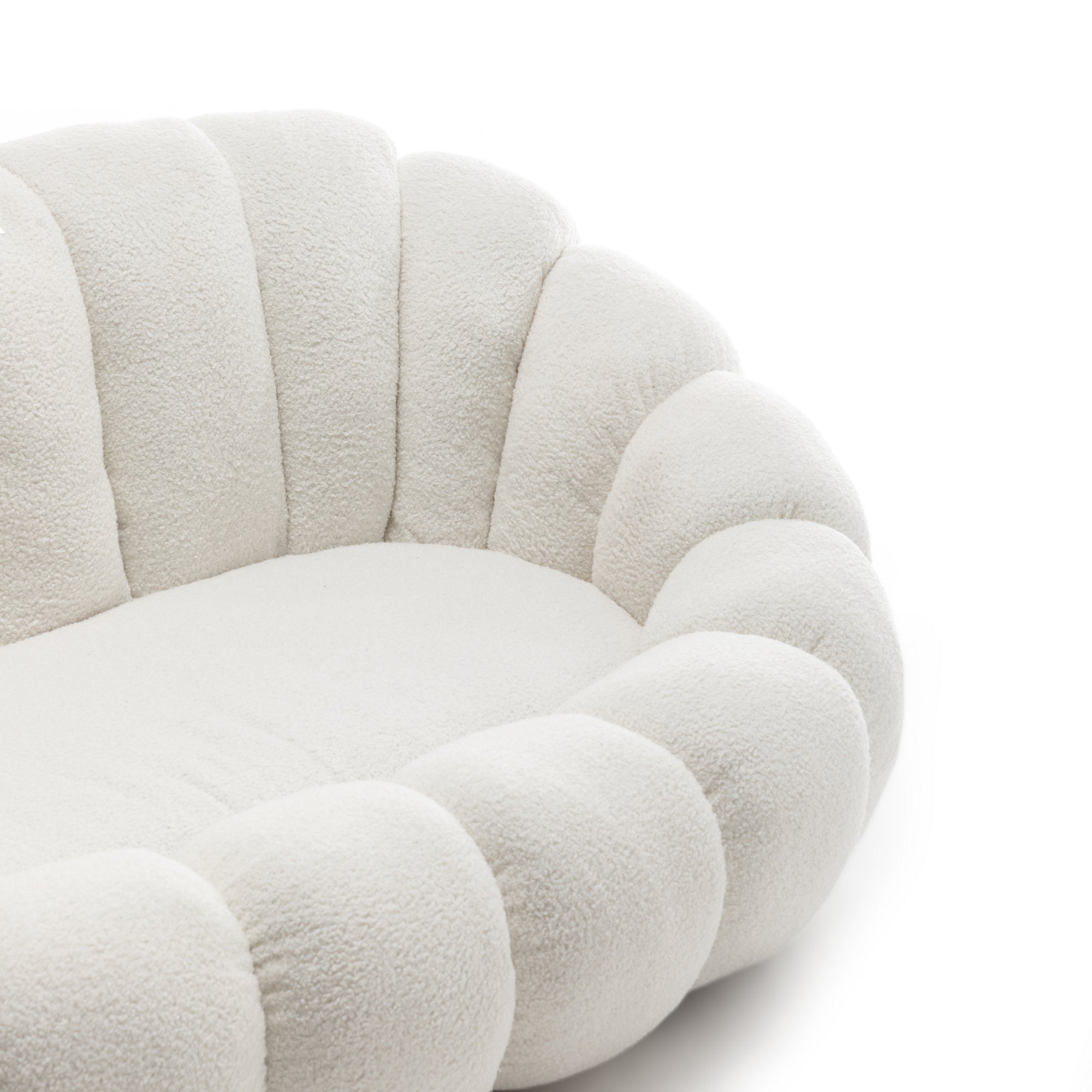 Teddy Boucle Fabric White Mirielle 2 Seat Accent Chair