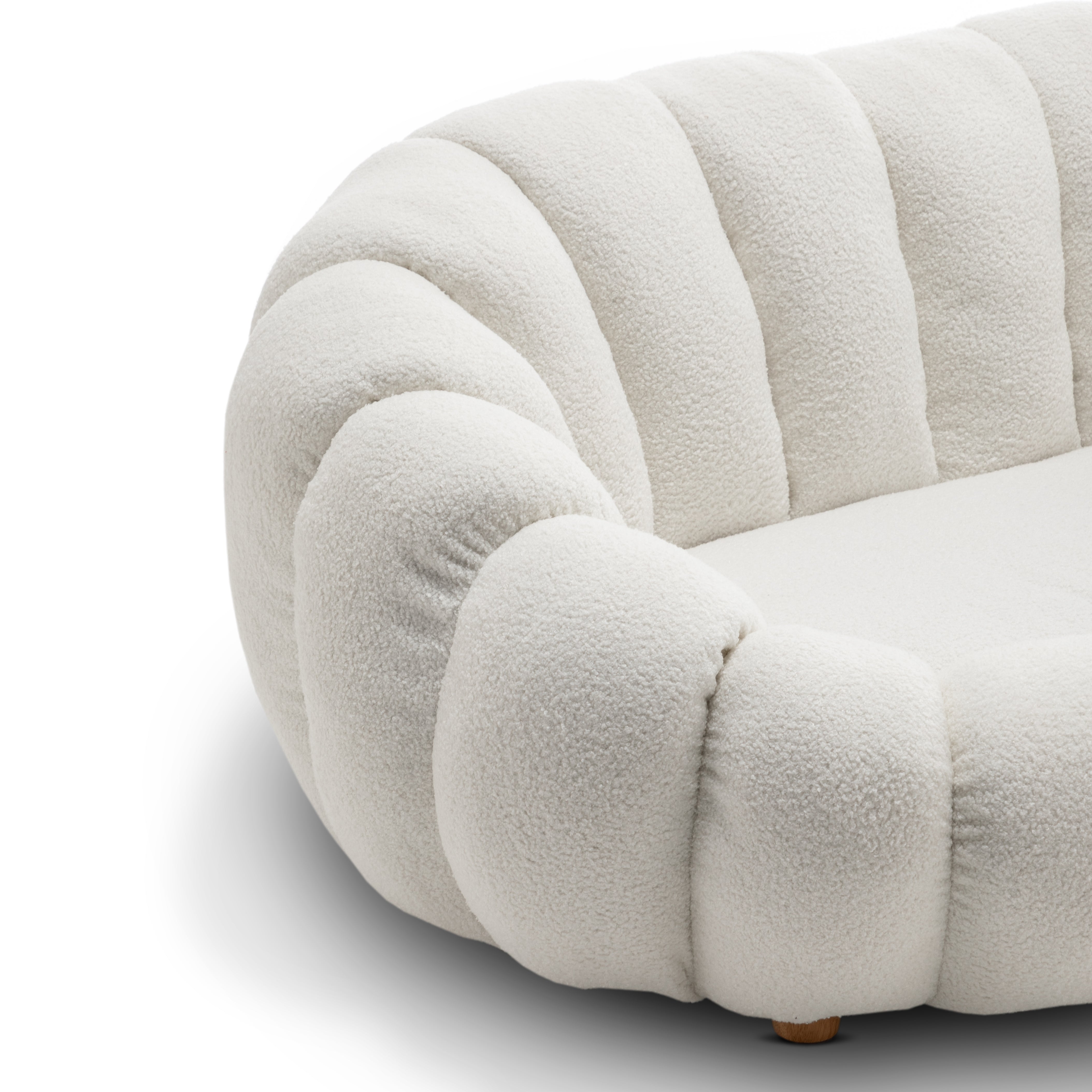 Teddy Boucle Fabric White Mirielle 2 Seat Accent Chair
