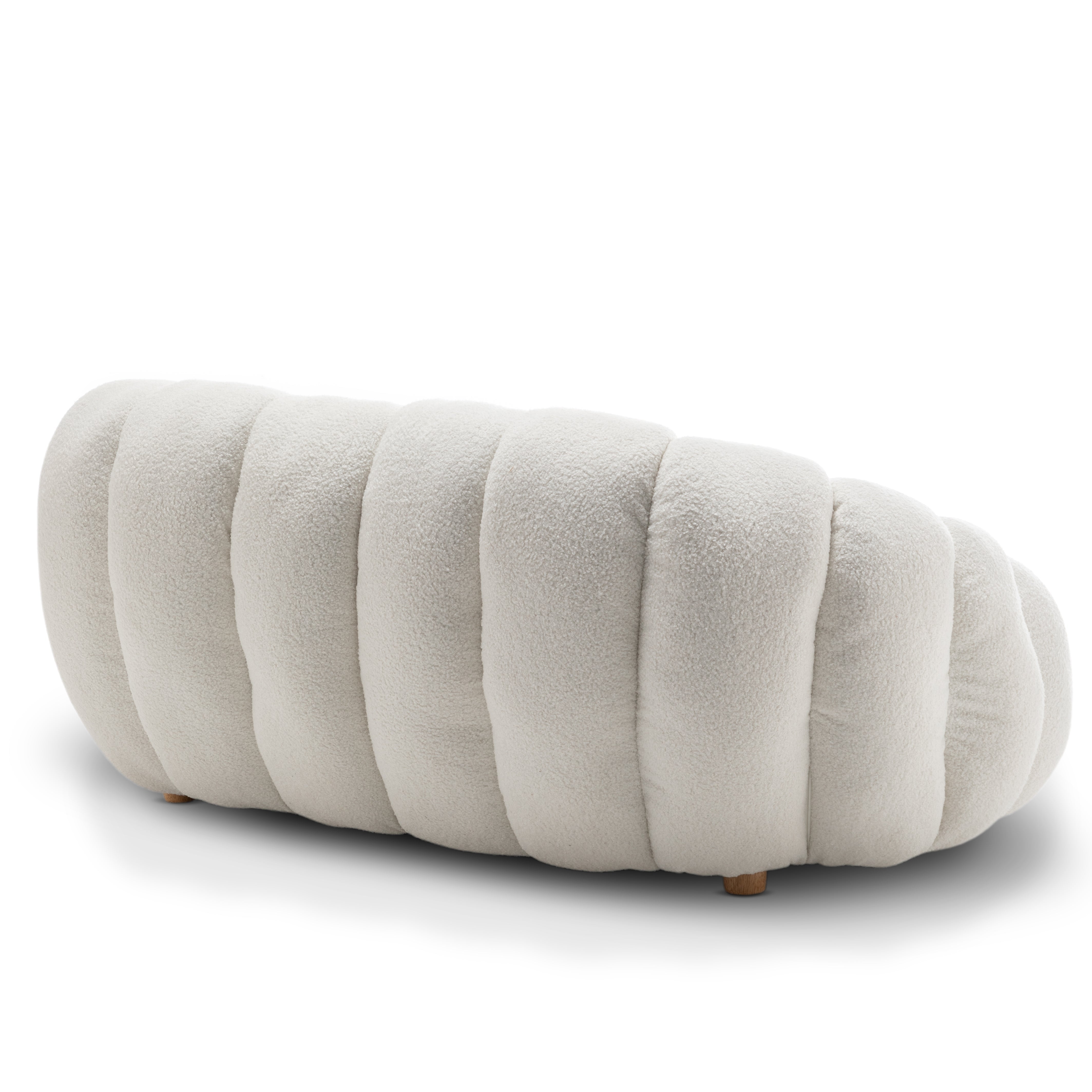 Teddy Boucle Fabric White Mirielle 2 Seat Accent Chair