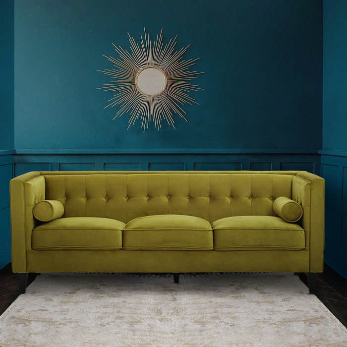Olive Green Velvet Sofa