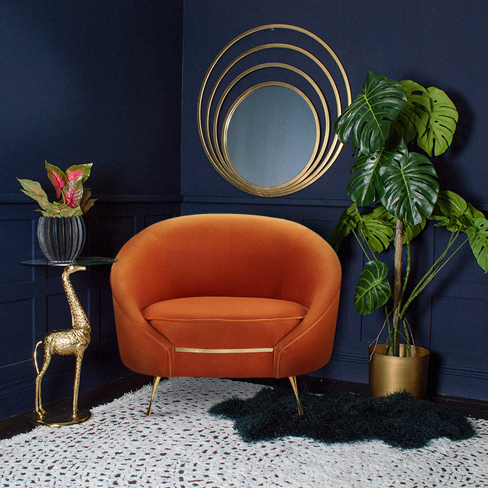 Ronda Big Velvet Orange Armchair