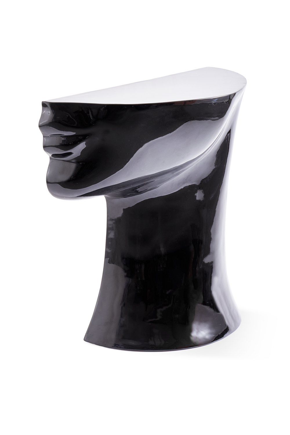 Black Sculptural Chin Coffee Table | Pols Potten Head Right