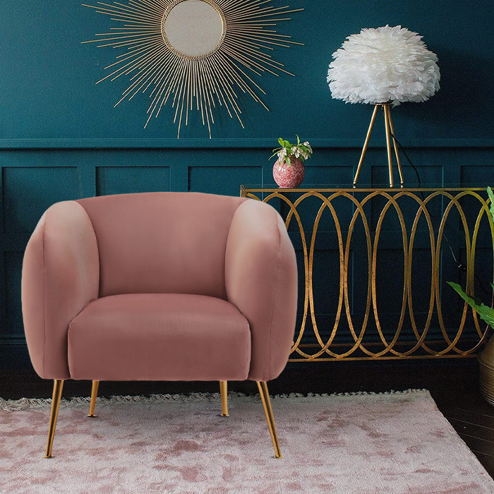 Loren Pink Velvet Armchair