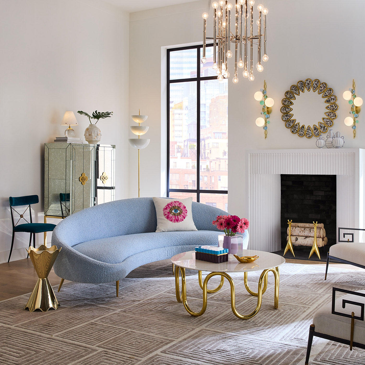 Brass Ripple Accent Table