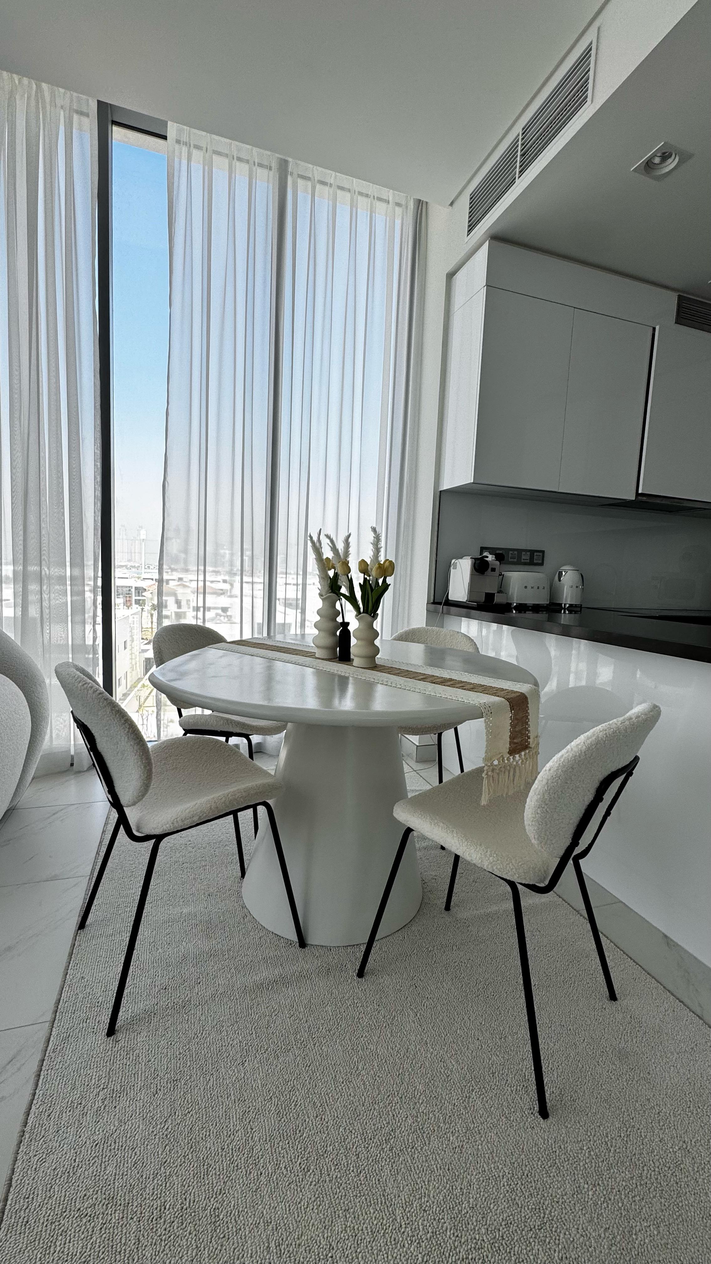Brinley Boucle Dining Chair with Black Metal Legs