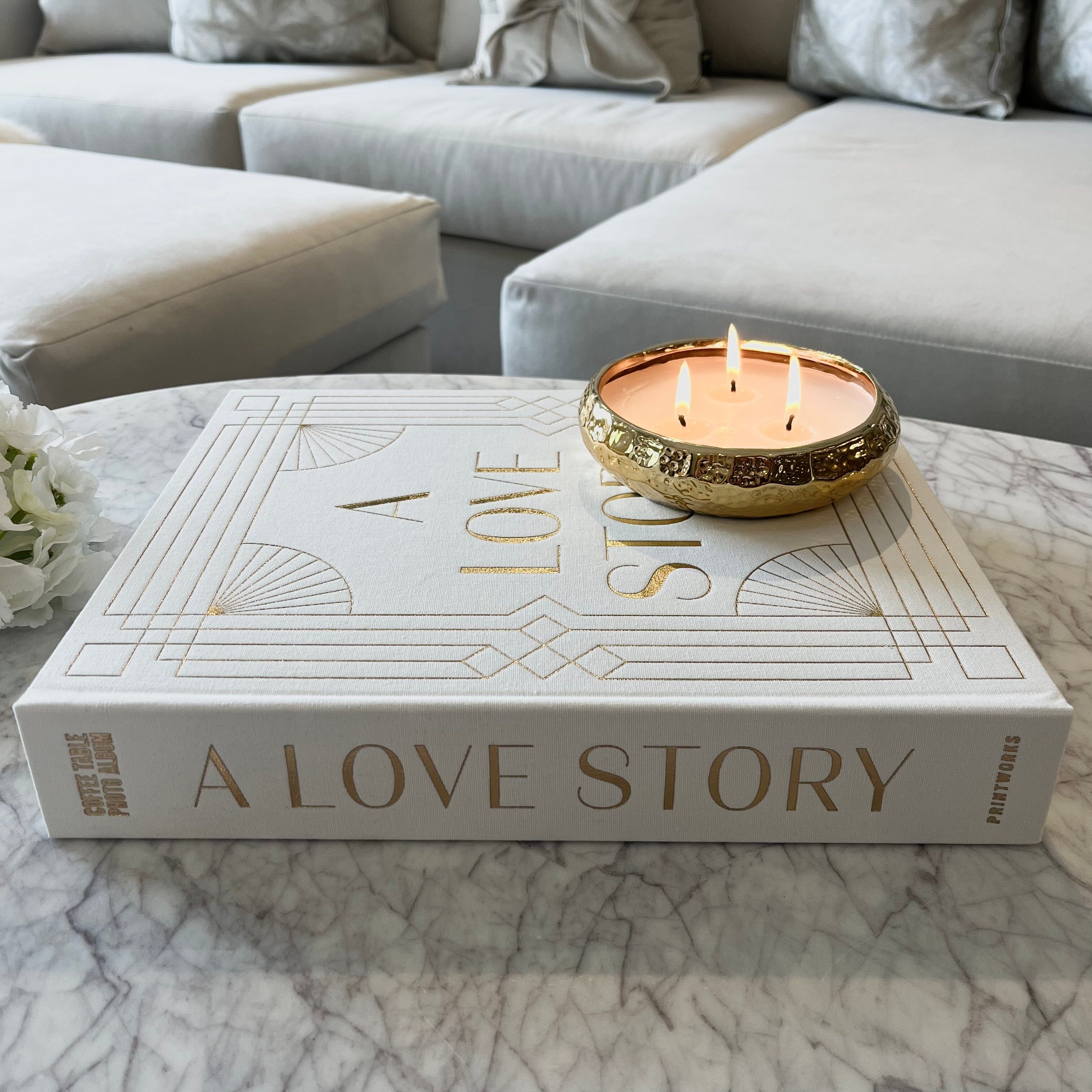 'A Love Story' Cream & Gold Luxury Wedding Photo Album