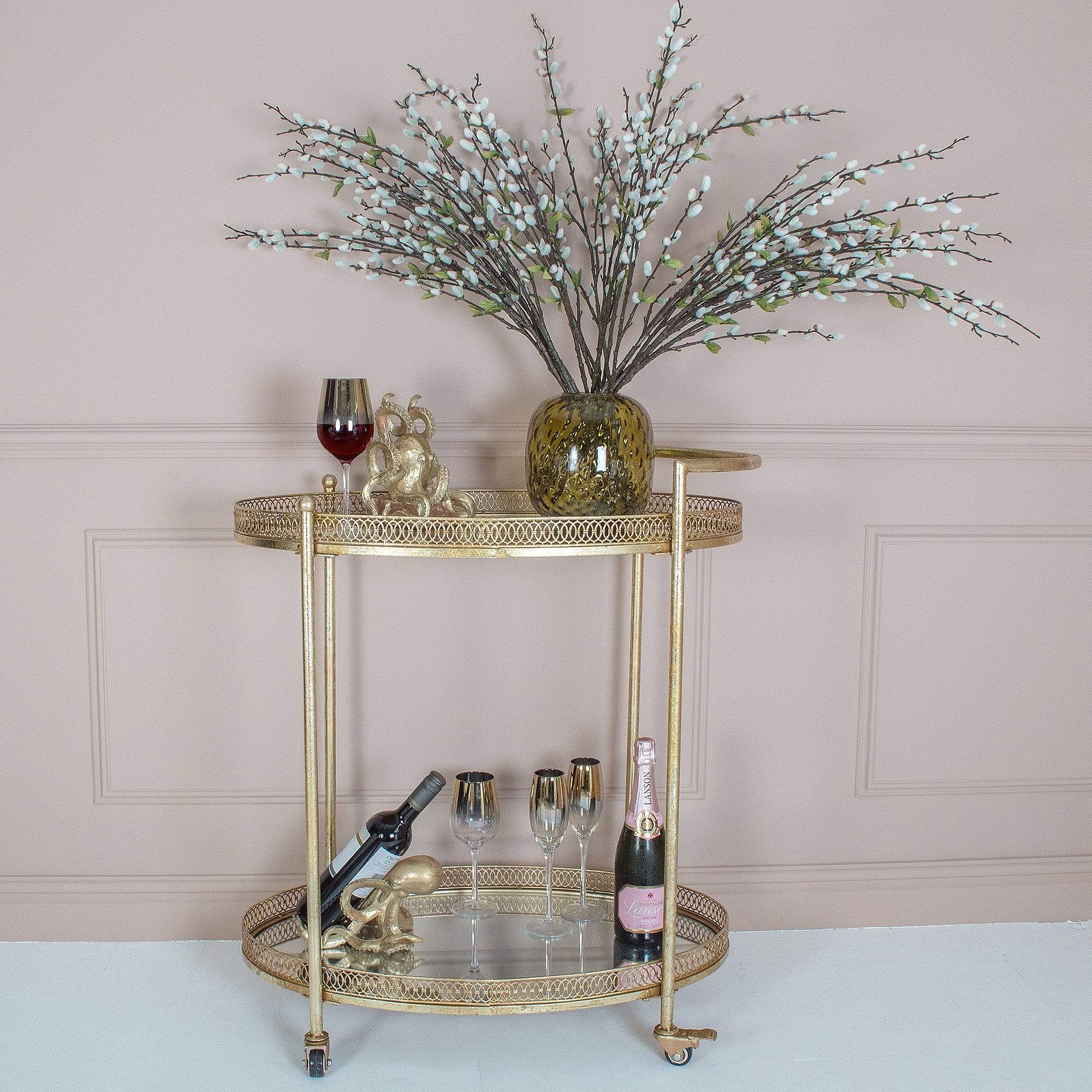 Antique Gold Metal Bar Cart