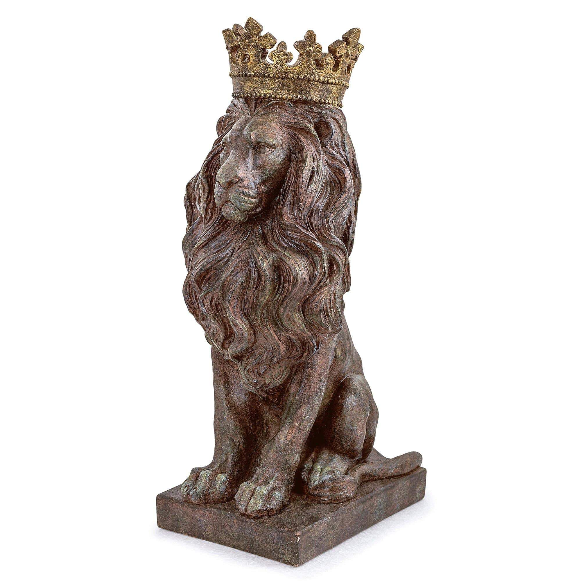 Antiqued Lion Garden Statue